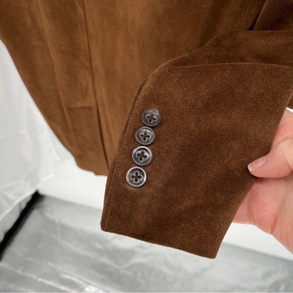 Vintage Banana Republic Mens Leather Blazer Size L Suede Jacket Sport Coat - Picture 9 of 11